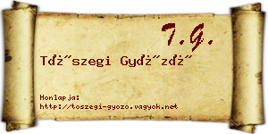 Tószegi Győző névjegykártya